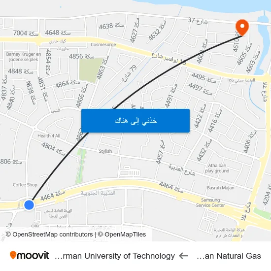 Oman Natural Gas to German University of Technology map