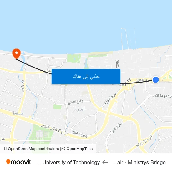 Al Kuwair - Ministrys Bridge to German University of Technology map