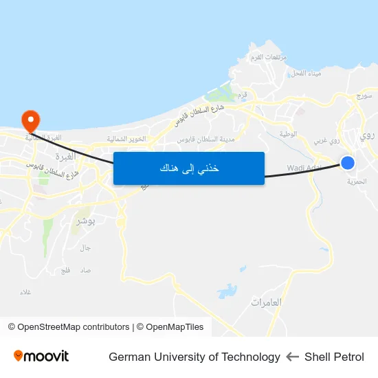 Shell Petrol to German University of Technology map