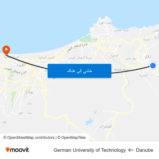 Danube to German University of Technology map
