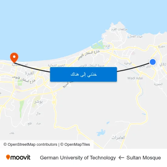 Sultan Mosque to German University of Technology map