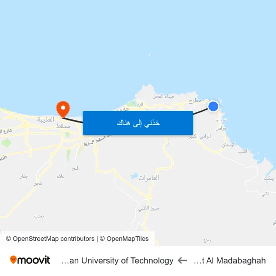 Hilat Al Madabaghah to German University of Technology map