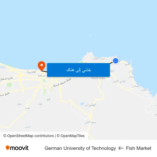 Fish Market to German University of Technology map