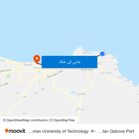 Sultan Qaboos Port to German University of Technology map
