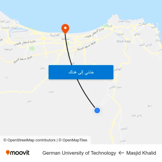 Masjid Khalid to German University of Technology map