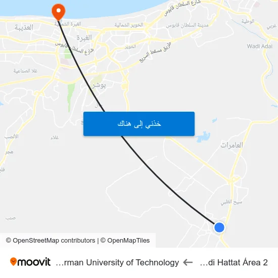Wadi Hattat Área 2 to German University of Technology map