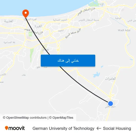 Social Housing to German University of Technology map