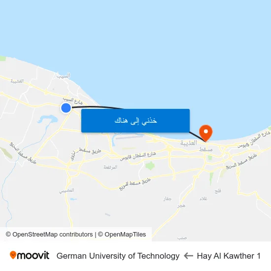 Hay Al Kawther 1 to German University of Technology map