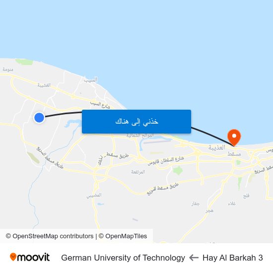 Hay Al Barkah 3 to German University of Technology map