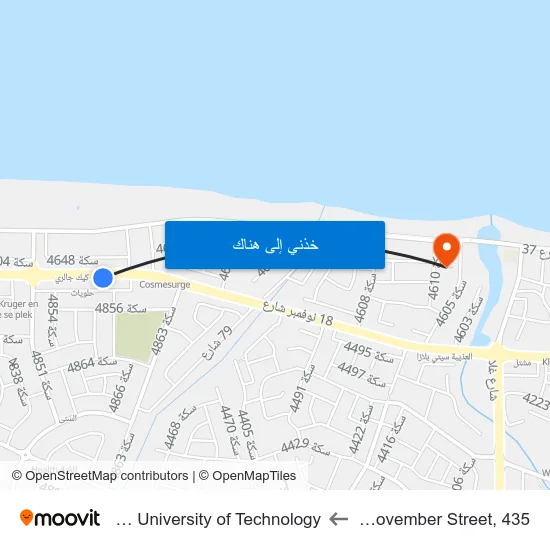 18th November Street, 435 to German University of Technology map