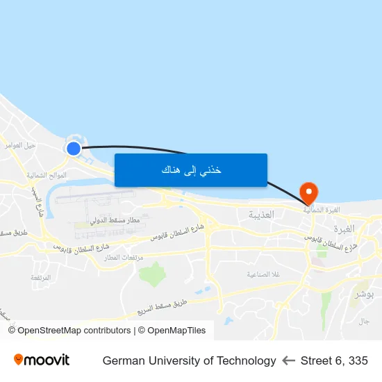 Street 6, 335 to German University of Technology map