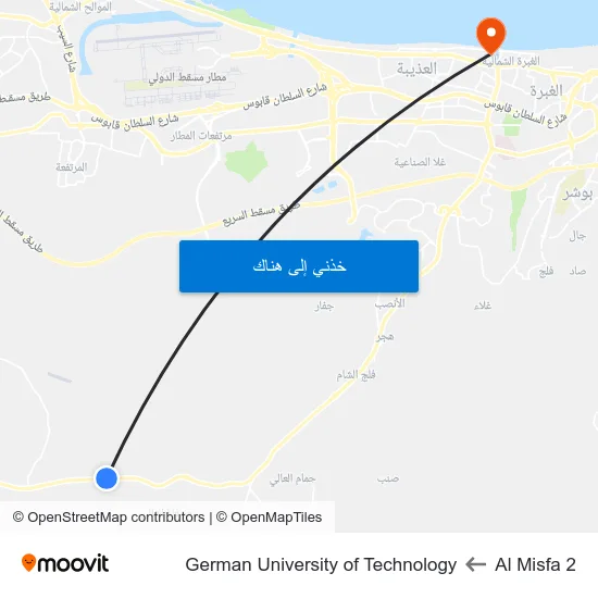 Al Misfa 2 to German University of Technology map