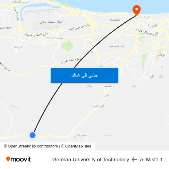 Al Misfa 1 to German University of Technology map