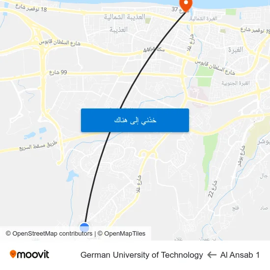 Al Ansab 1 to German University of Technology map
