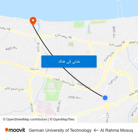 Al Rahma Mosuq to German University of Technology map