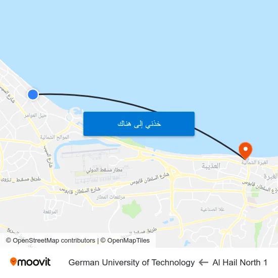 Al Hail North 1 to German University of Technology map