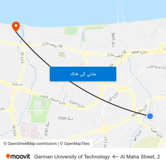 Al Maha Street, 2 to German University of Technology map