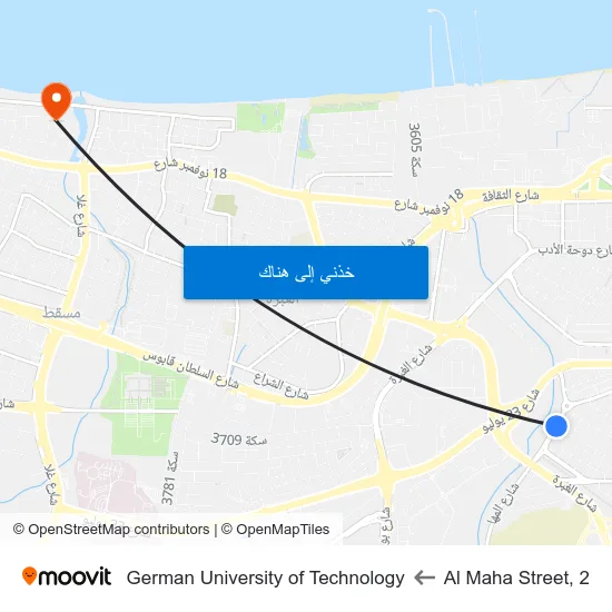 Al Maha Street, 2 to German University of Technology map