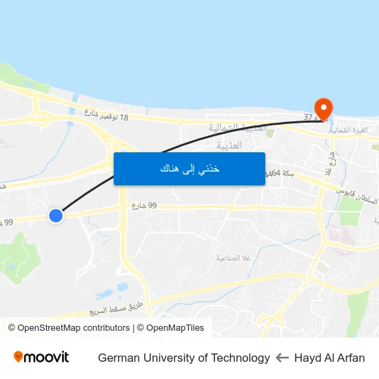 Hayd Al Arfan to German University of Technology map