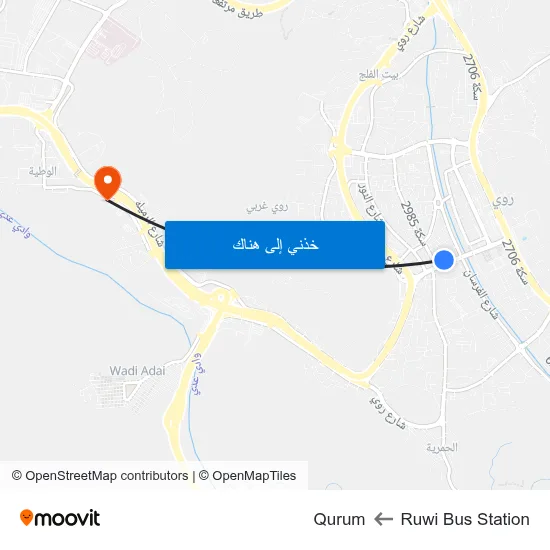 Ruwi Bus Station to Qurum map