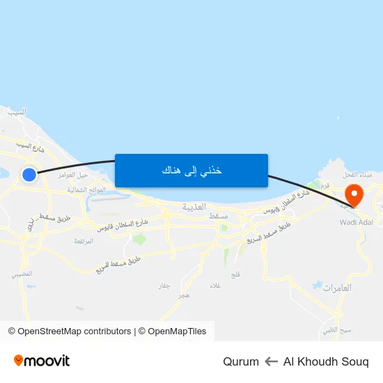 Al Khoudh Souq to Qurum map