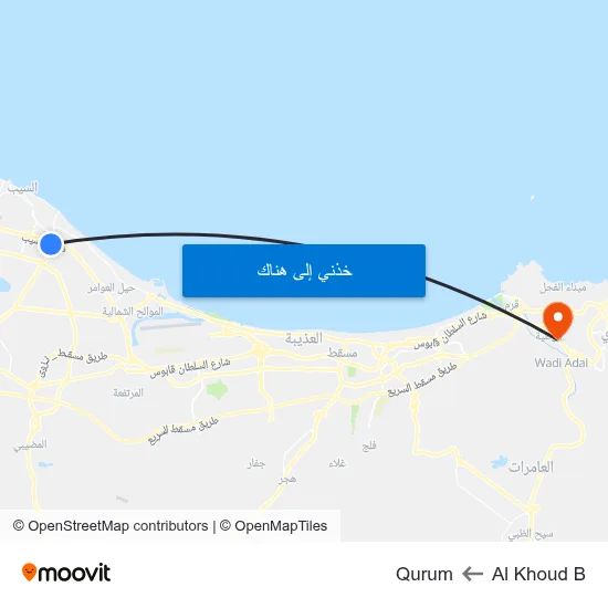 Al Khoud B to Qurum map