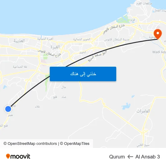 Al Ansab 3 to Qurum map