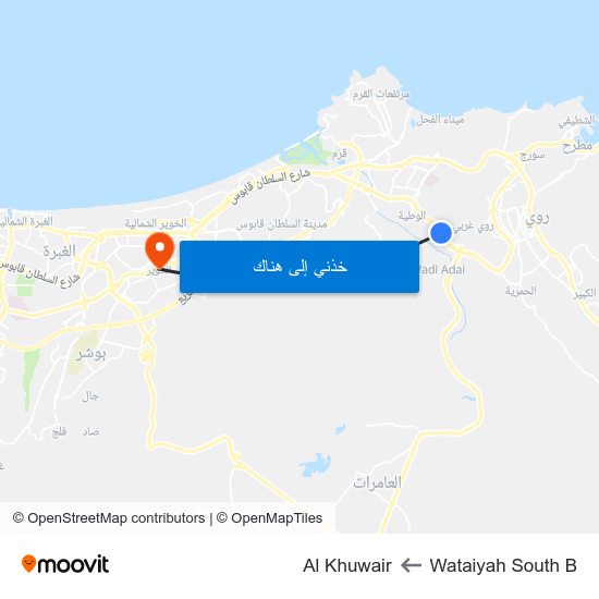 Wataiyah South B to Al Khuwair map