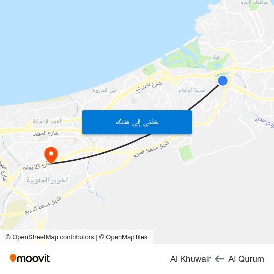 Al Qurum to Al Khuwair map