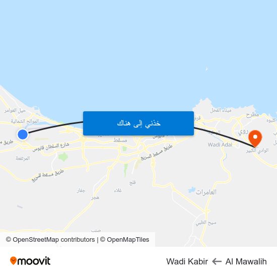 Al Mawalih to Wadi Kabir map