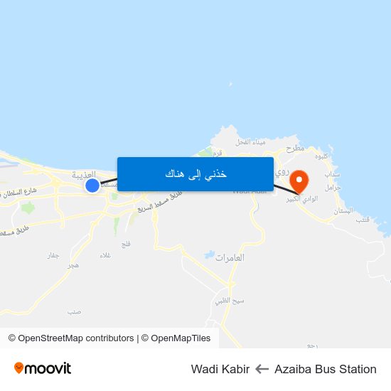 Azaiba Bus Station to Wadi Kabir map