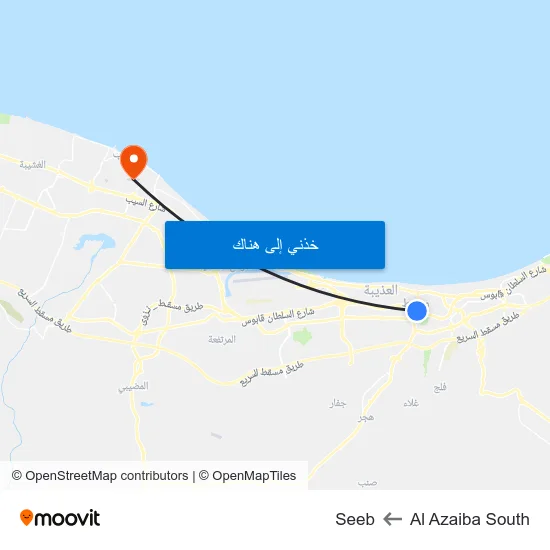 Al Azaiba South to Seeb map