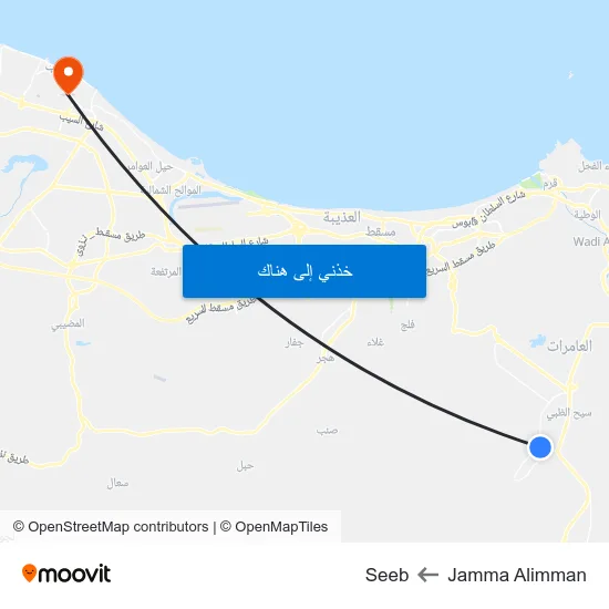 Jamma Alimman to Seeb map