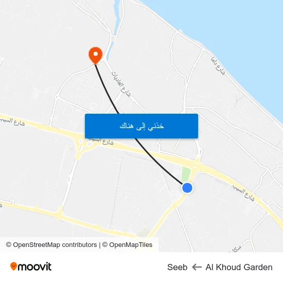 Al Khoud Garden to Seeb map