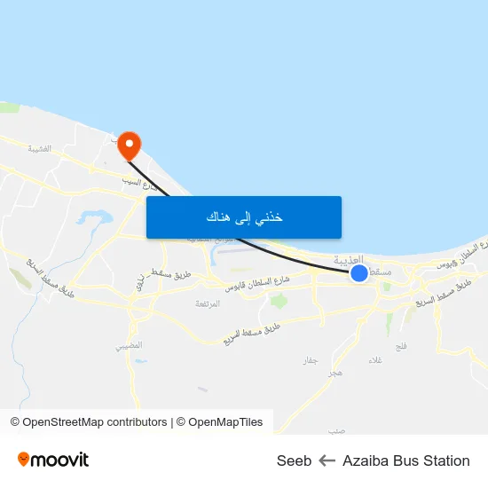 Azaiba Bus Station to Seeb map