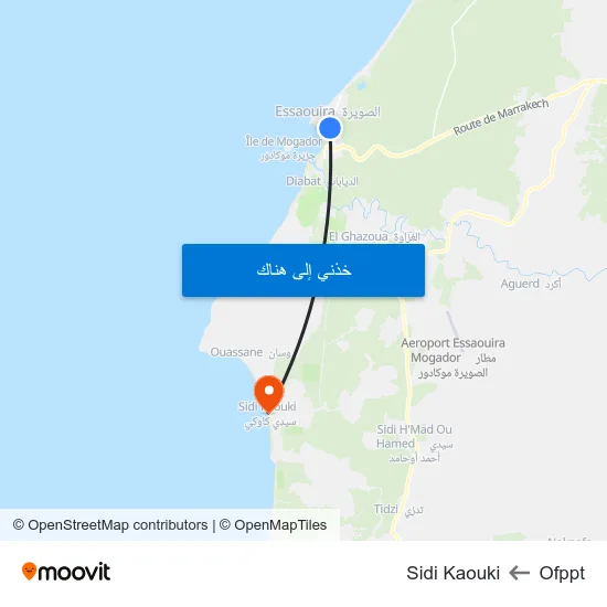 Ofppt to Sidi Kaouki map