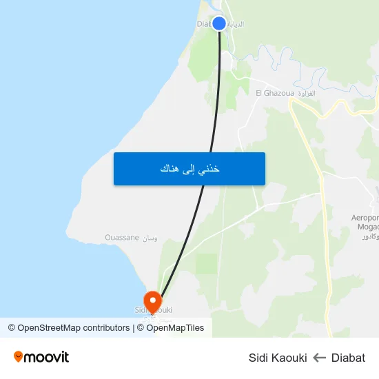 Diabat to Sidi Kaouki map