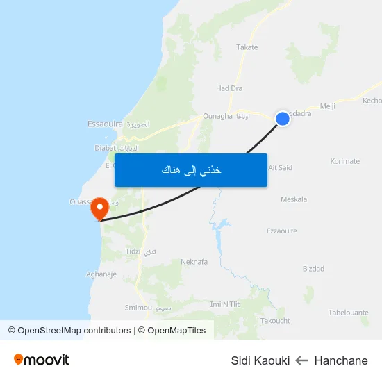 Hanchane to Sidi Kaouki map