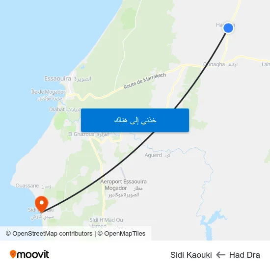 Had Dra to Sidi Kaouki map