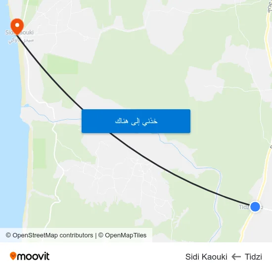 Tidzi to Sidi Kaouki map