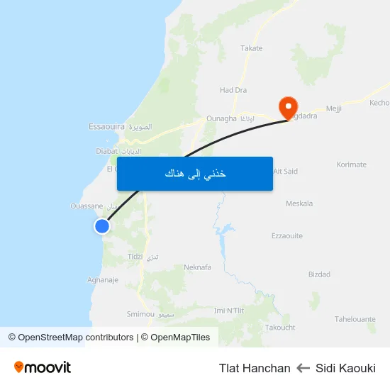 Sidi Kaouki to Tlat Hanchan map