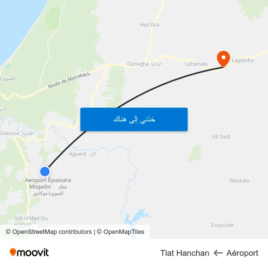 Aéroport to Tlat Hanchan map