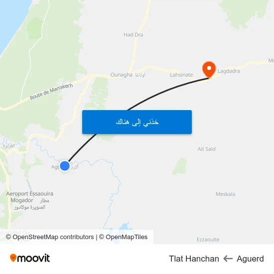 Aguerd to Tlat Hanchan map