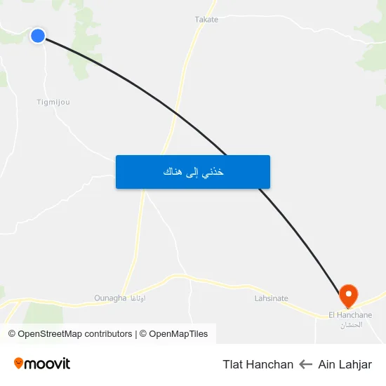 Ain Lahjar to Tlat Hanchan map