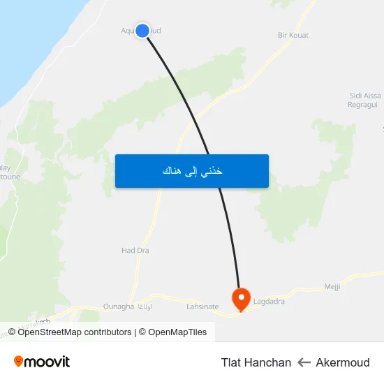 Akermoud to Tlat Hanchan map
