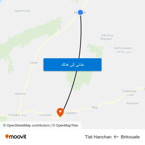 Birkouate to Tlat Hanchan map