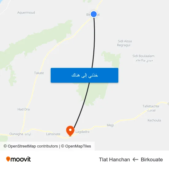 Birkouate to Tlat Hanchan map