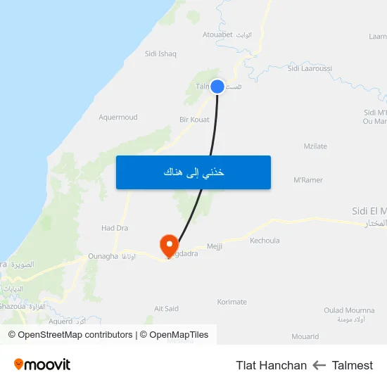 Talmest to Tlat Hanchan map