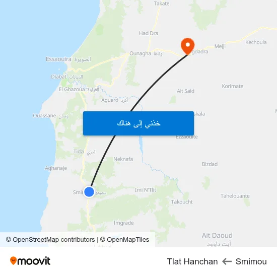 Smimou to Tlat Hanchan map