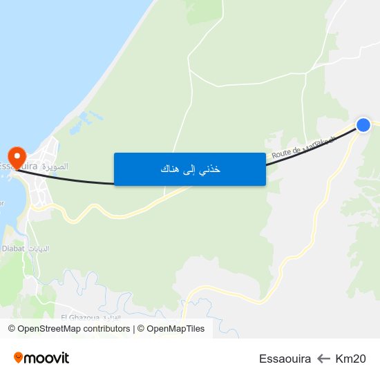 Km20 to Essaouira map